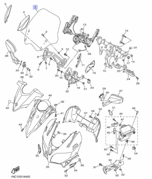 Yamaha Windshield FJR1300 1MC283810000