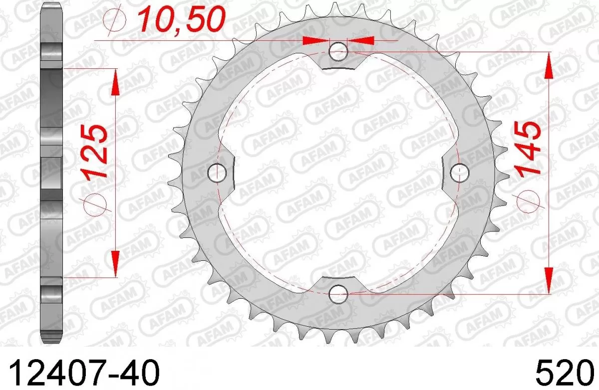 AFAM Sprocket Rear Steel 40T - 520