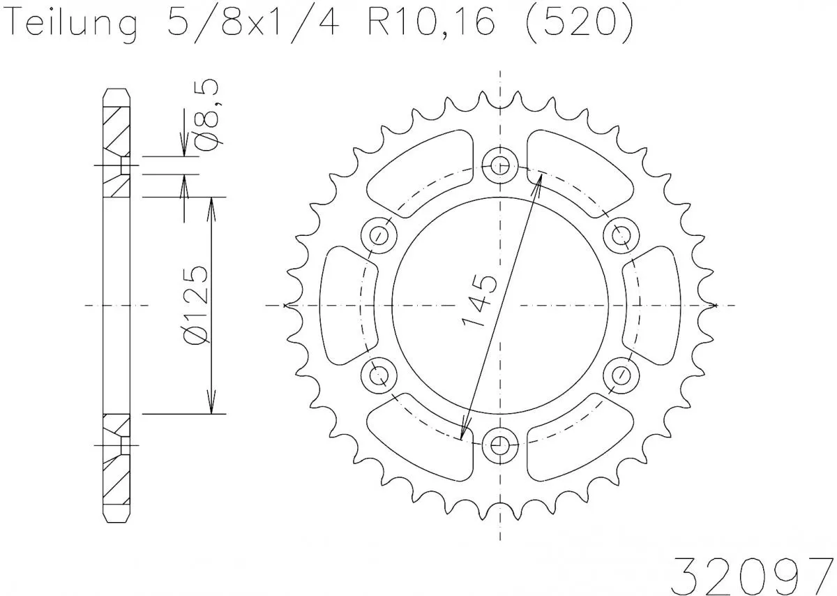 Esjot Sprocket Rear Steel 44T - 520