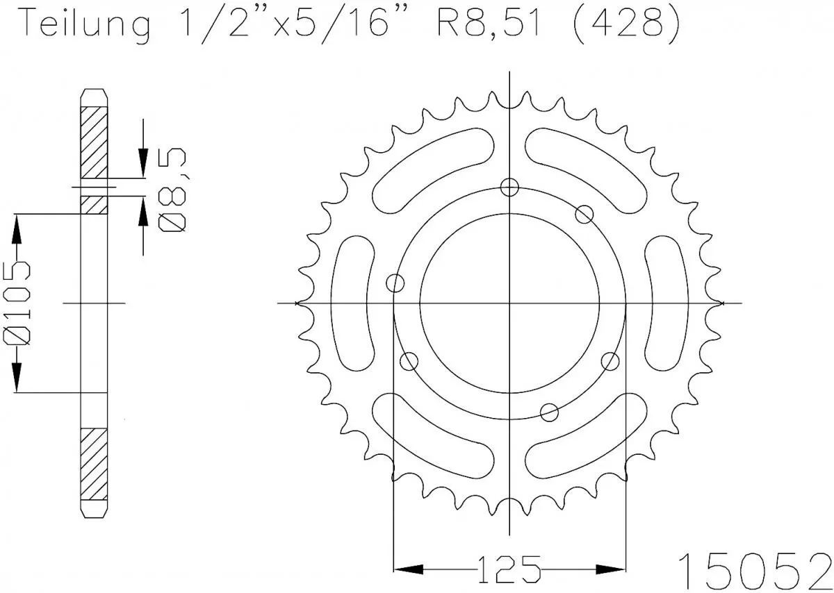 Esjot Sprocket Rear Steel 50T - 428
