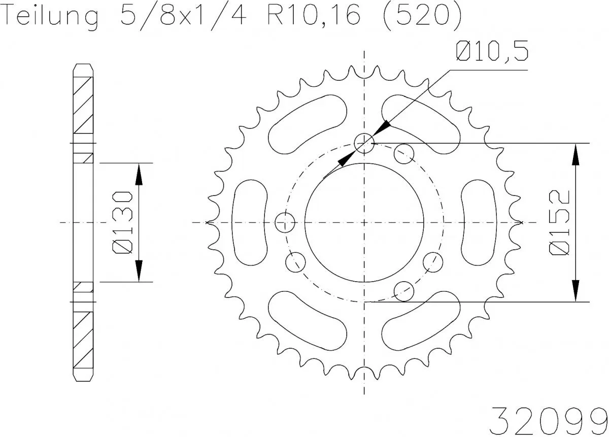 Esjot Sprocket Rear Steel 45T - 520