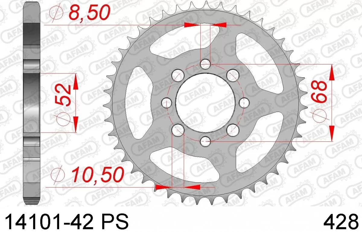 AFAM Sprocket Rear Steel 42T PS - 428