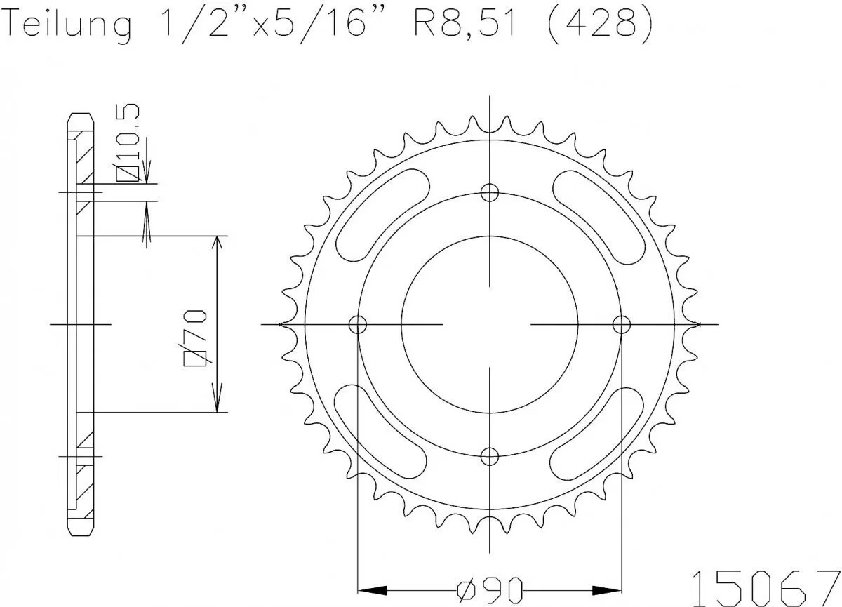 Esjot Sprocket Rear Steel 45T - 428