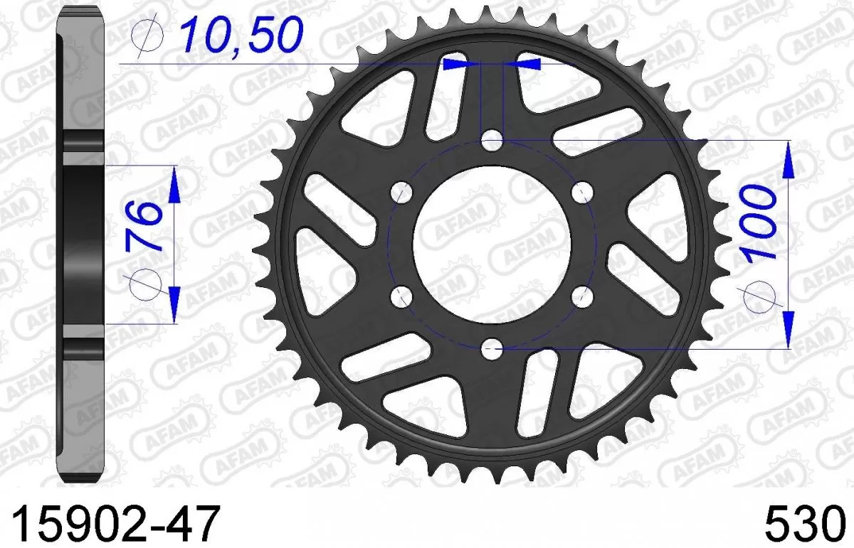 AFAM Sprocket Rear Aluminium 47T - 530