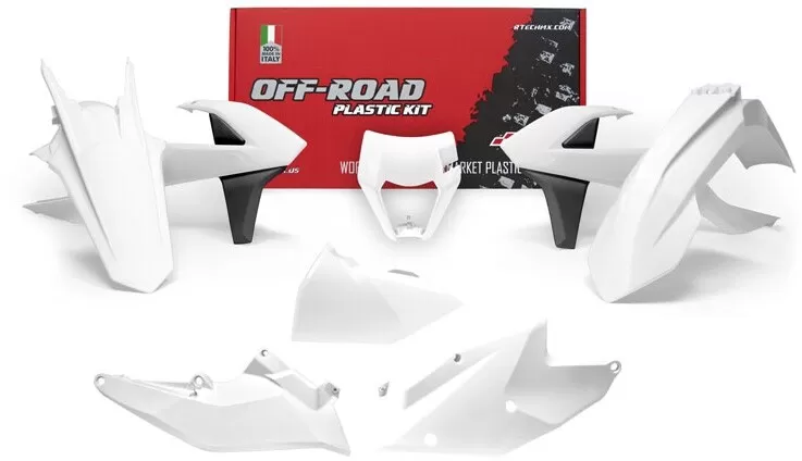 Rtech 6-Piece Plastic Kit with Headlight Cover White for KTM