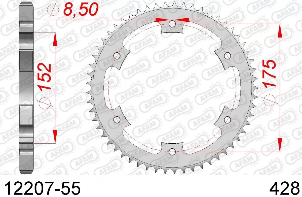 AFAM Sprocket Rear Steel 55T - 428