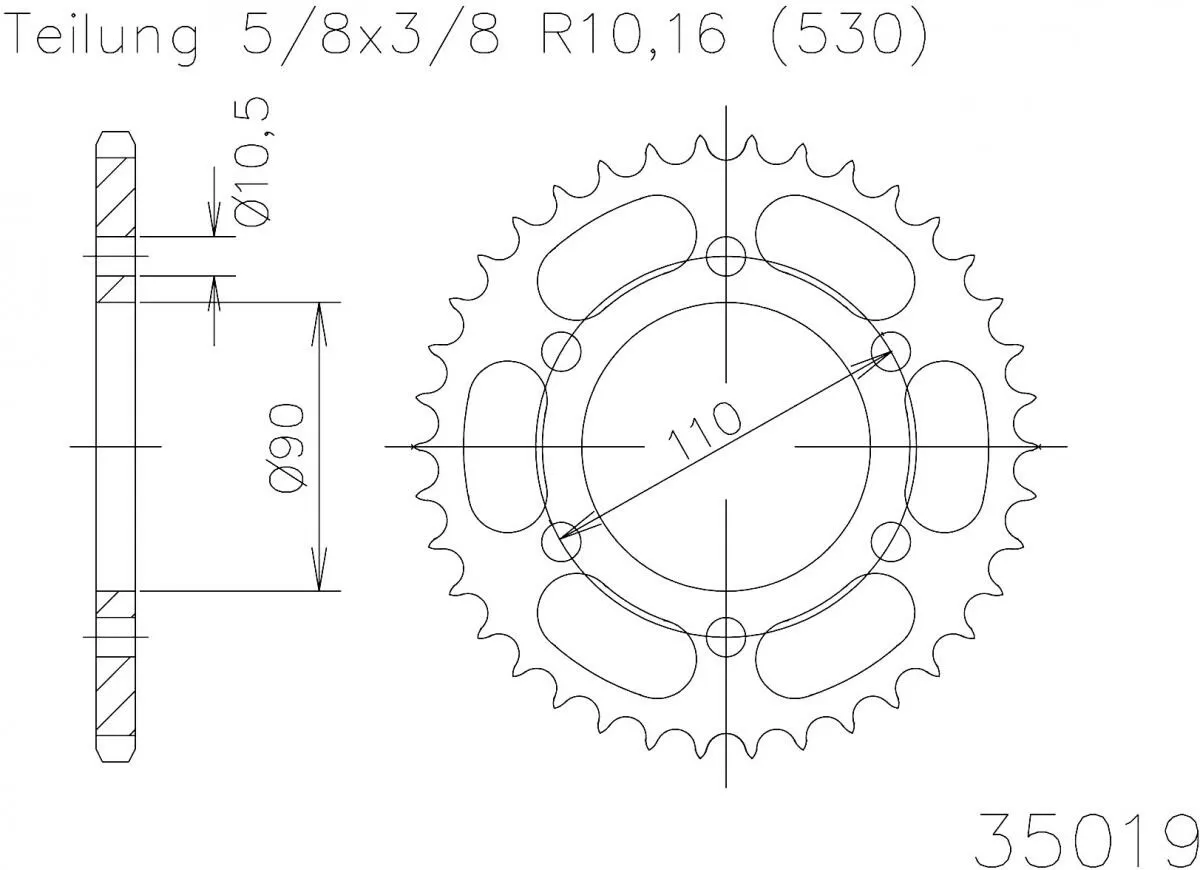 Esjot Sprocket Rear Steel 33T - 530