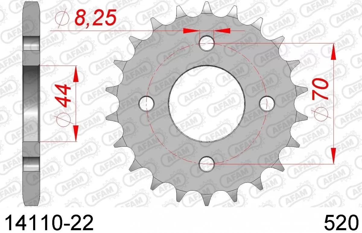 AFAM Sprocket Rear Steel 22T - 520