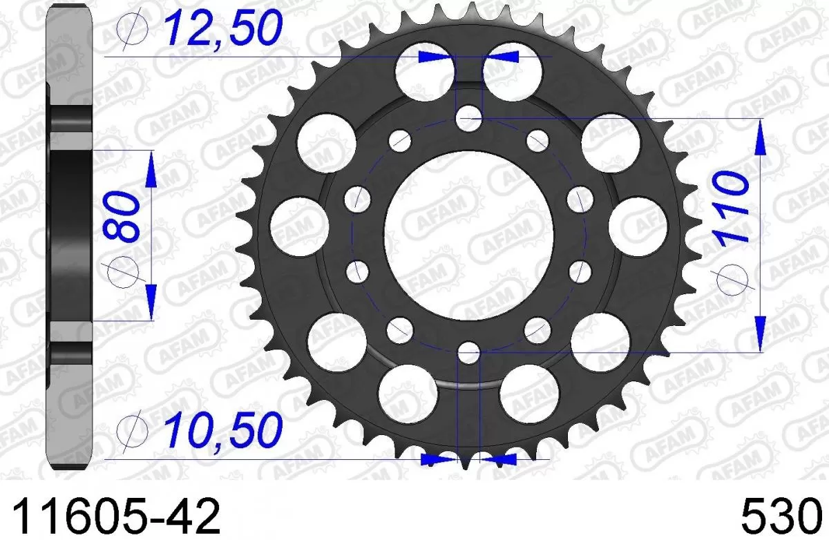 AFAM Sprocket Rear Aluminium 42T - 530