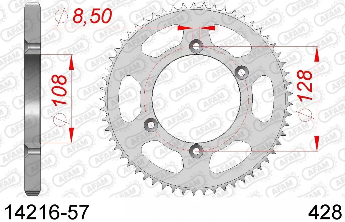 AFAM Sprocket Rear Steel 57T - 428