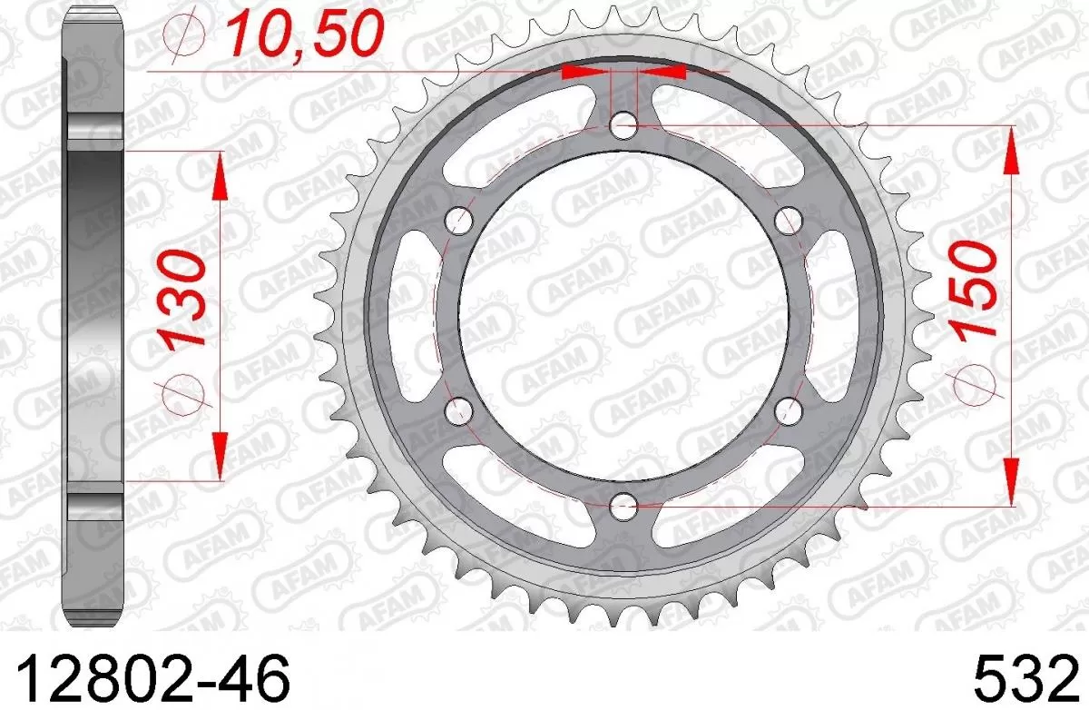 AFAM Sprocket Rear Steel 46T - 532