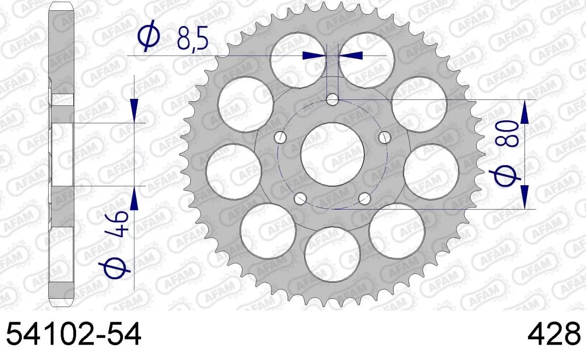 AFAM Sprocket Rear Aluminium 54T - 428