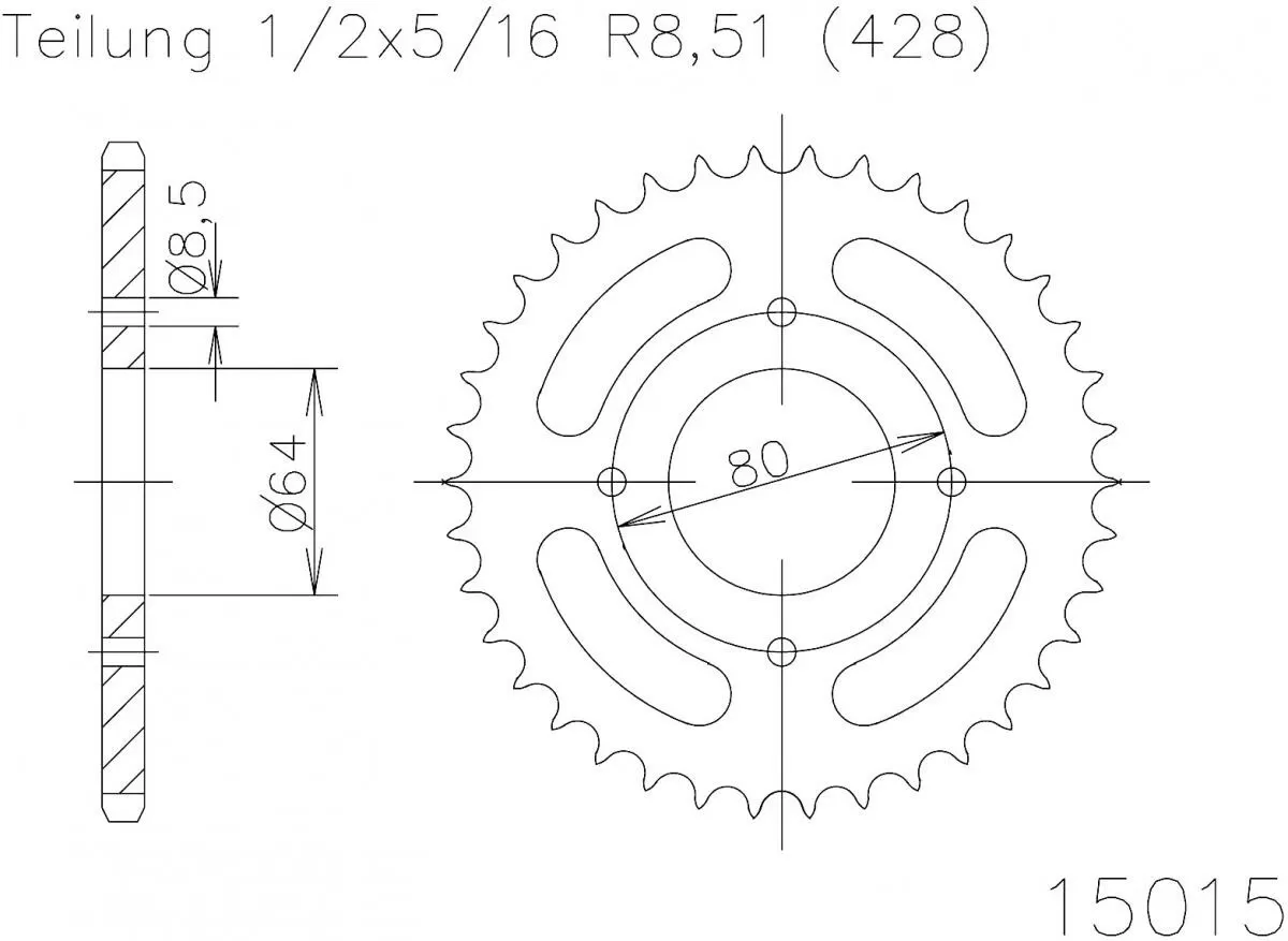 Esjot Sprocket Rear Steel 45T - 428