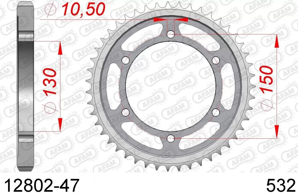 AFAM Sprocket Rear Steel 47T - 532