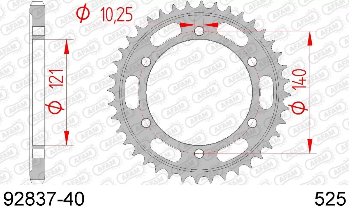 AFAM Sprocket Rear Steel 40T - 525