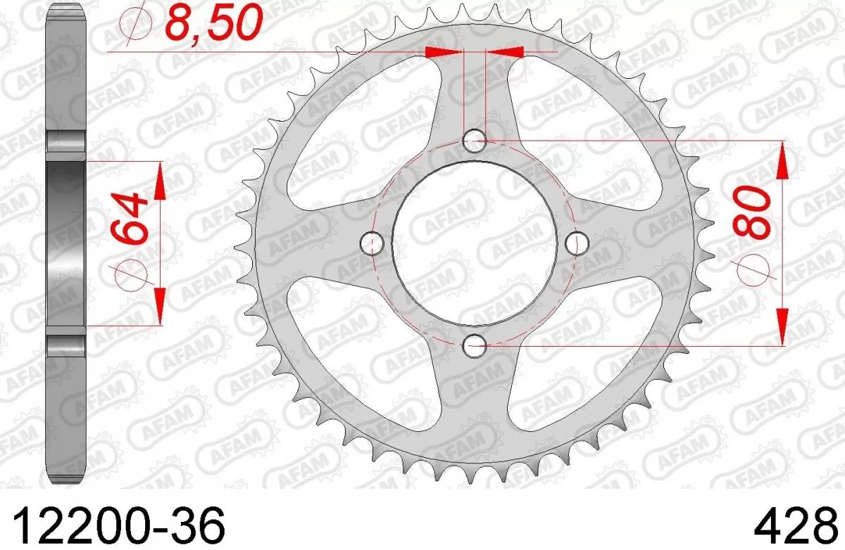 AFAM Sprocket Rear Steel 36T - 428