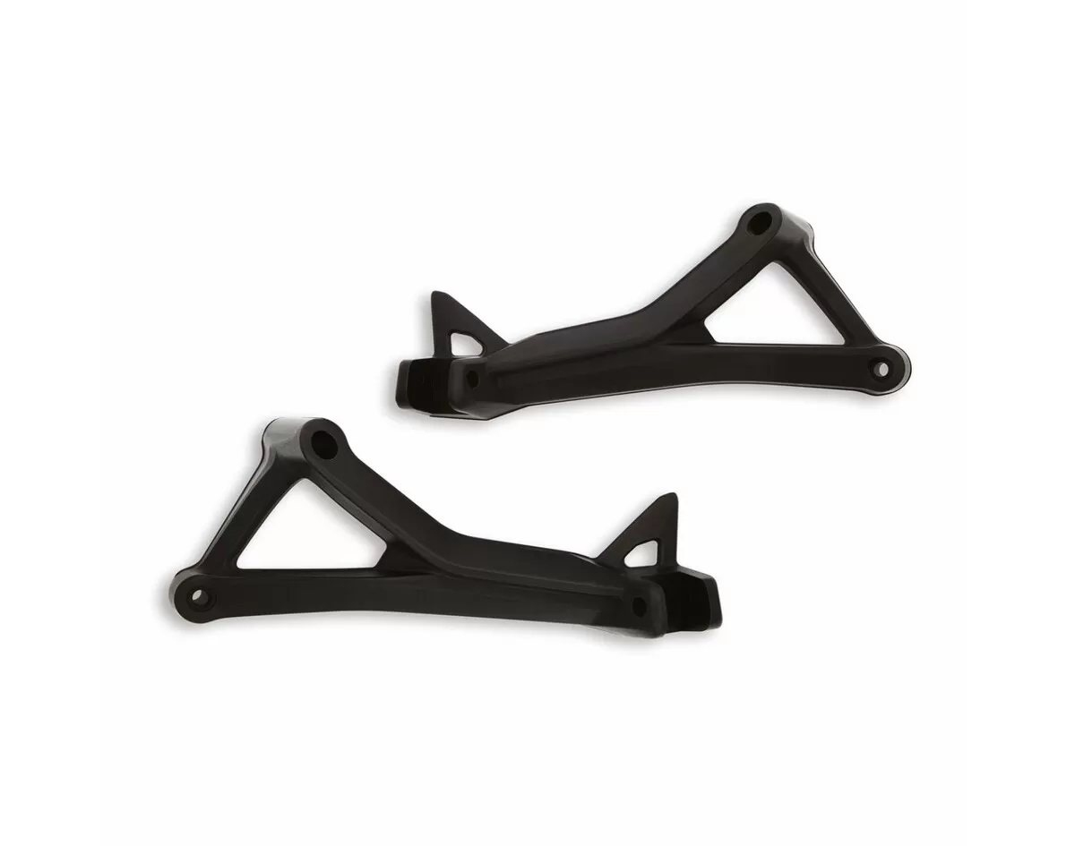 Set of racing exhaust footpeg brackets