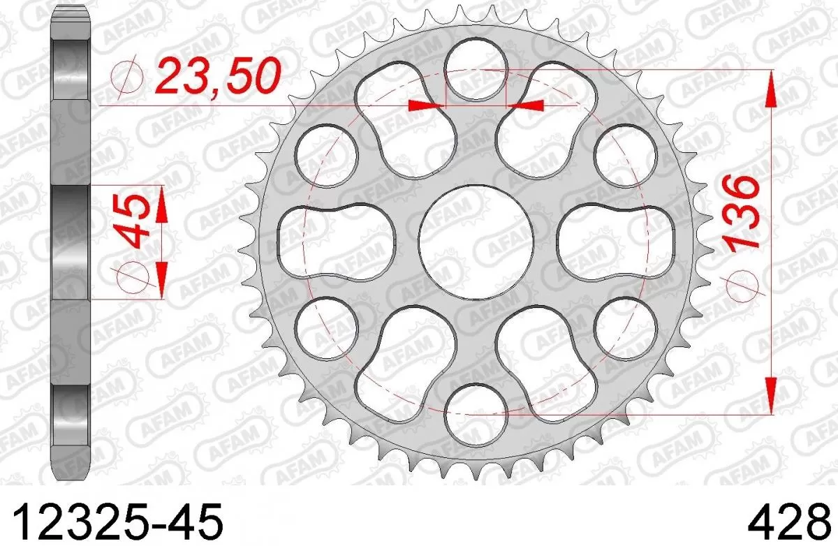 AFAM Sprocket Rear Steel 45T - 428