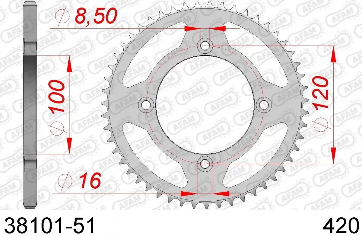 AFAM Sprocket Rear Steel 51T - 420
