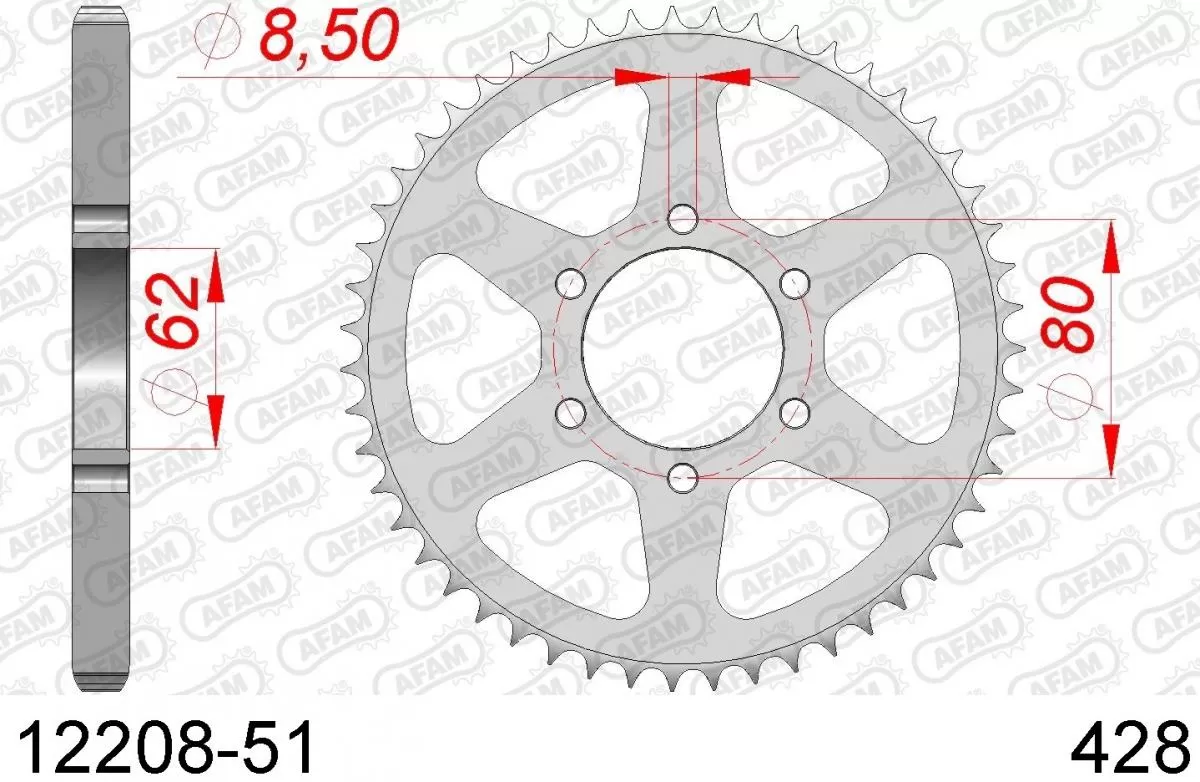 AFAM Sprocket Rear Steel 51T - 428