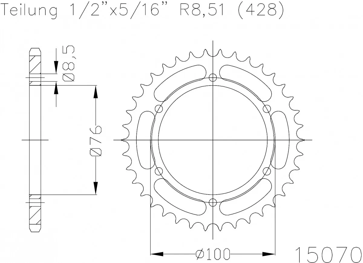 Esjot Sprocket Rear Steel 48T - 428