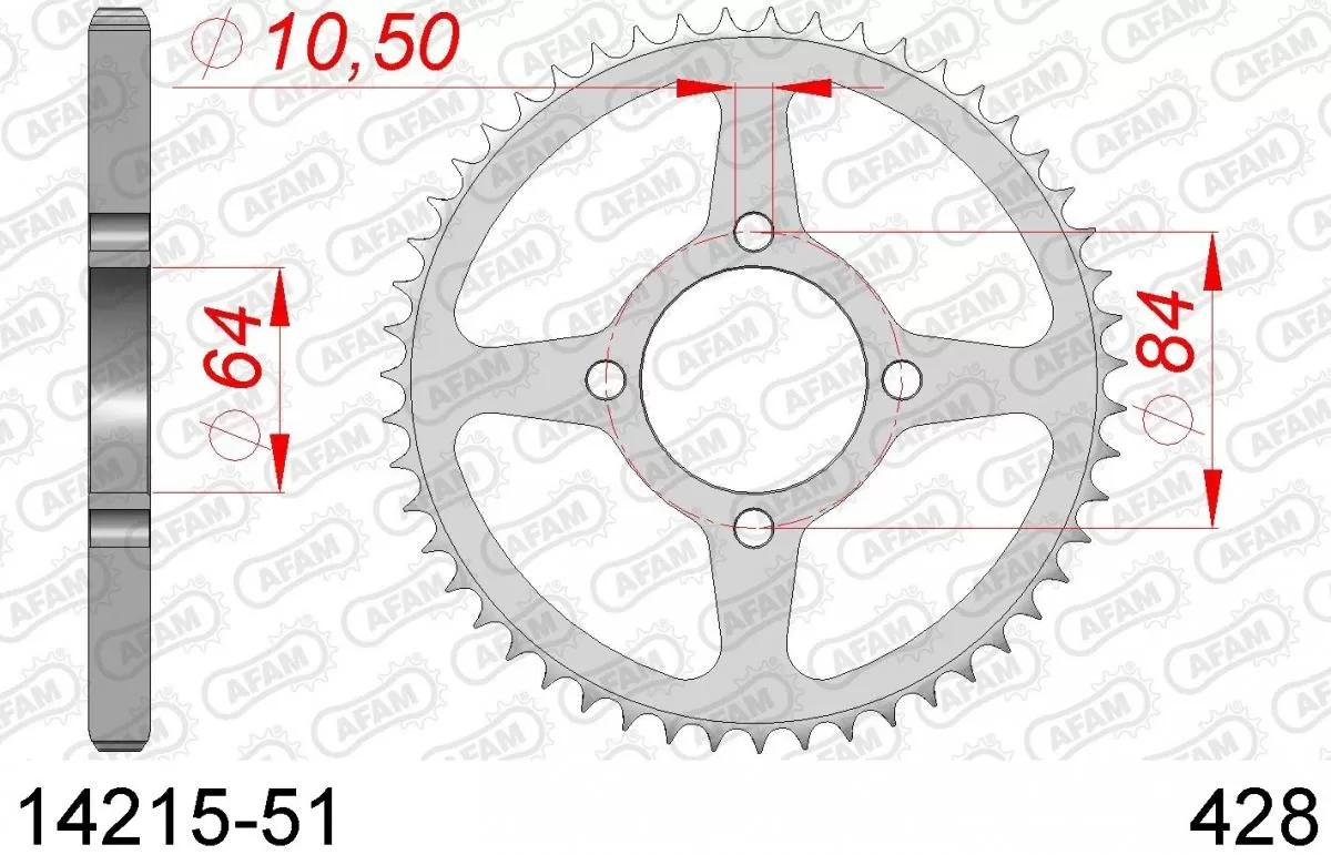 AFAM Sprocket Rear Steel 51T - 428