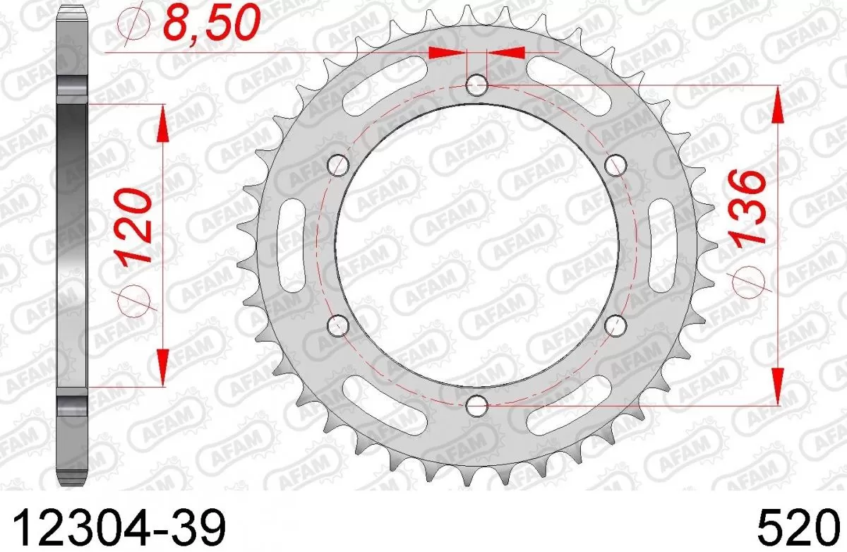 AFAM Sprocket Rear Steel 39T - 520