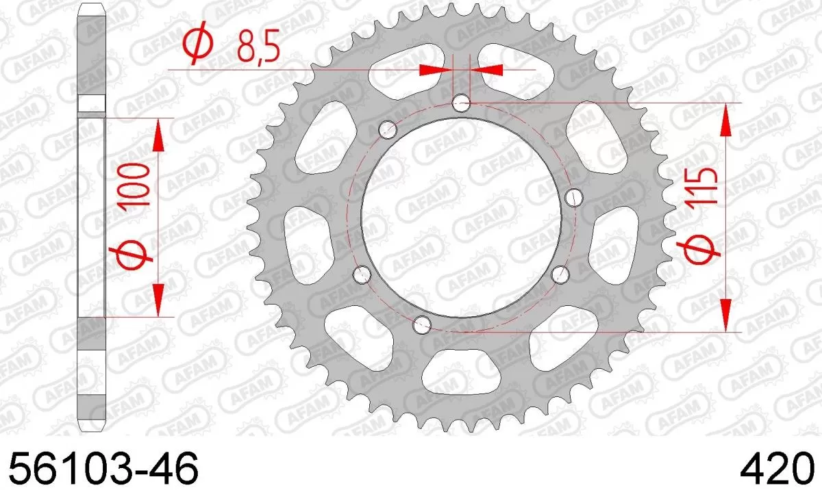 AFAM Sprocket Rear Steel 46T - 420