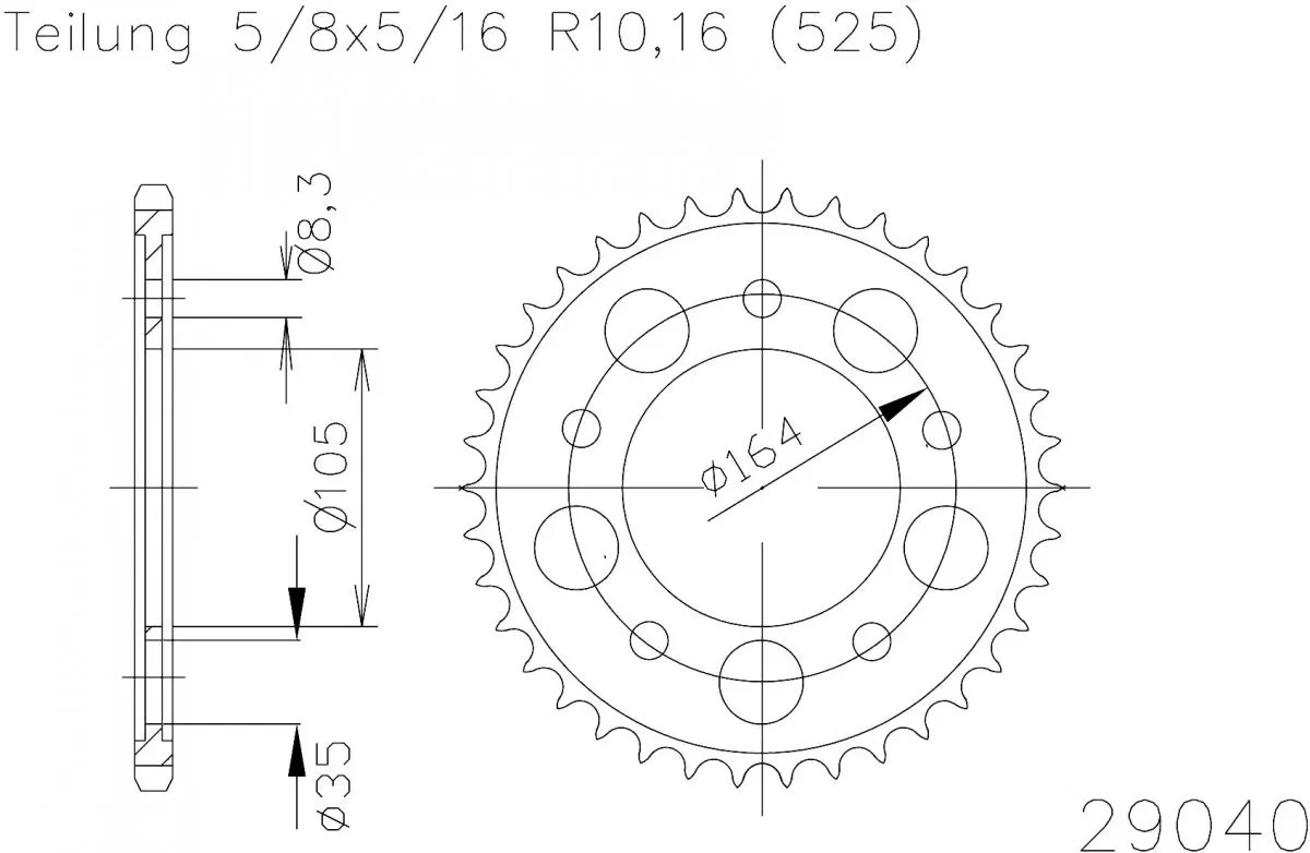 Esjot Sprocket Rear Steel 47T - 525