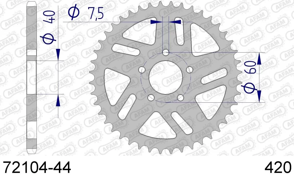 AFAM Sprocket Rear Aluminium 44T - 420