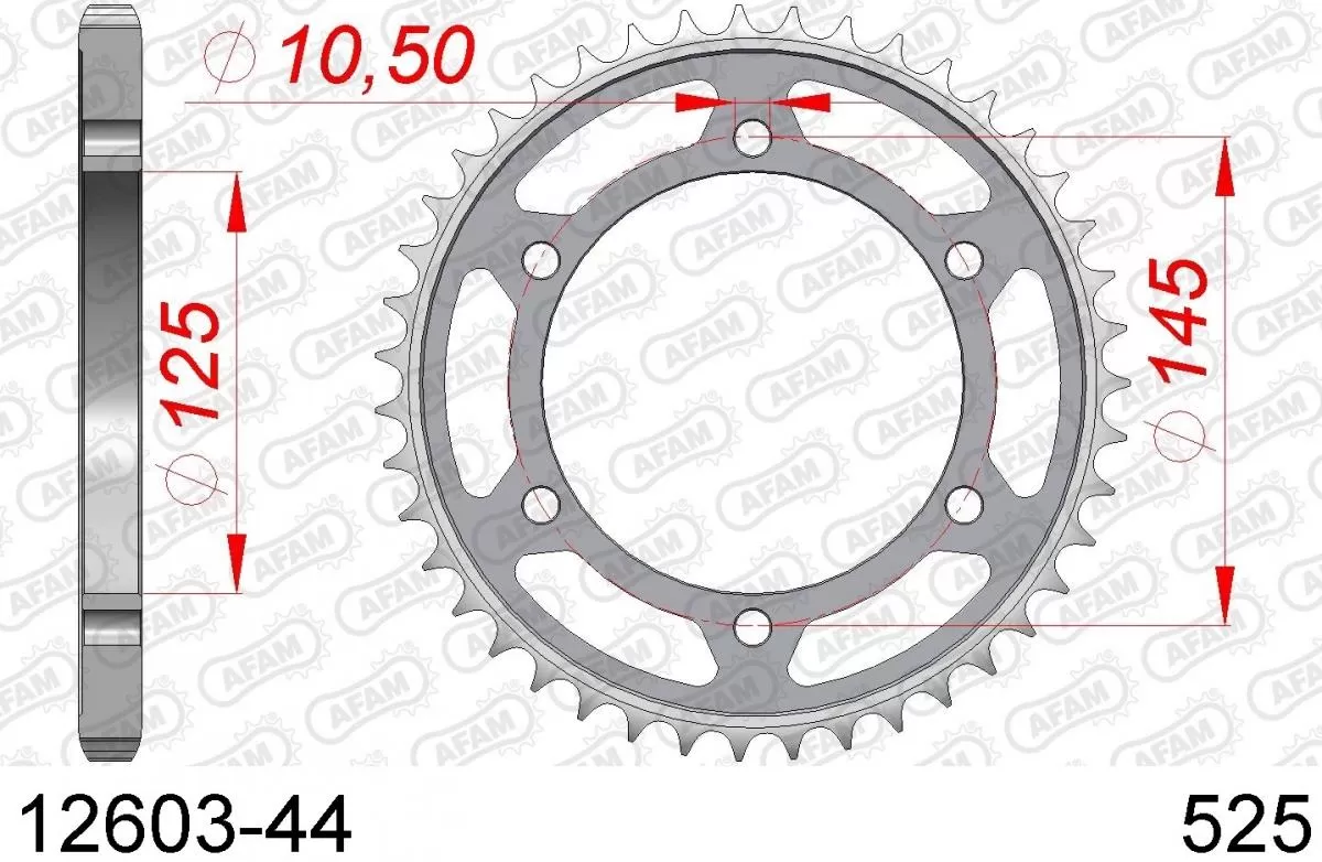 AFAM Sprocket Rear Steel 44T - 525