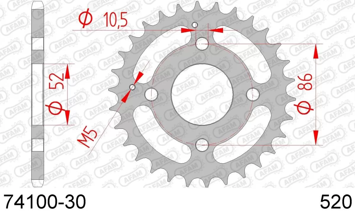 AFAM Sprocket Rear Steel 30T - 520