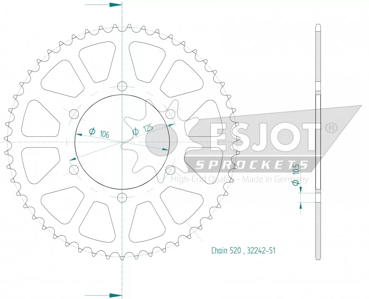 ESJOT Rear Sprocket Steel 51T 520 50-32242-51