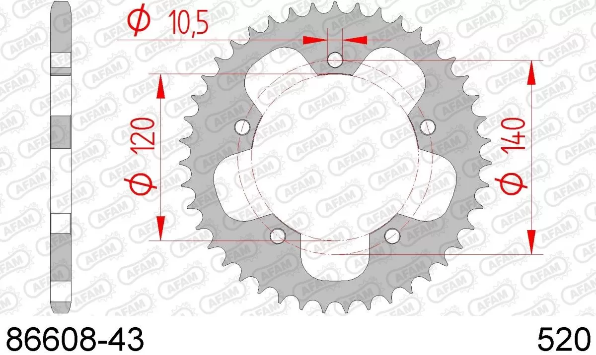 AFAM Sprocket Rear Steel 43T - 520