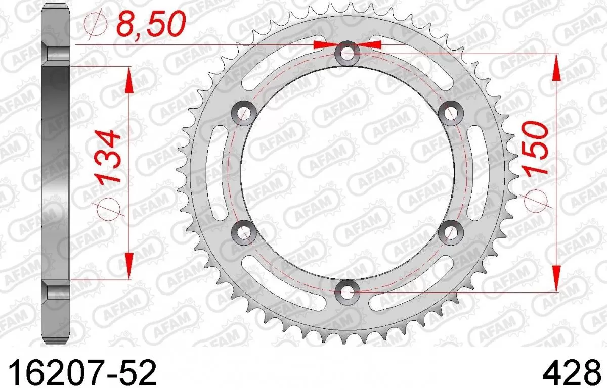 AFAM Sprocket Rear Steel 52T - 428