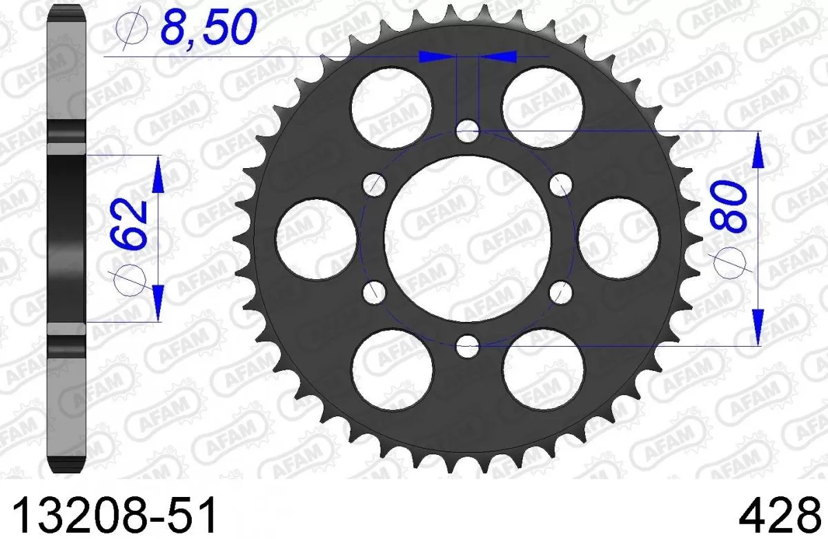 AFAM Sprocket Rear Aluminium 51T - 428