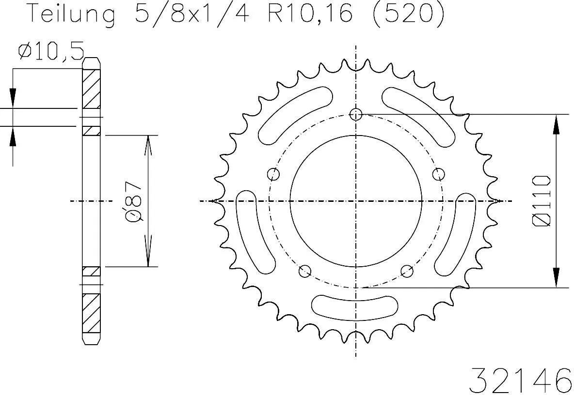 Esjot Sprocket Rear Steel 46T - 520