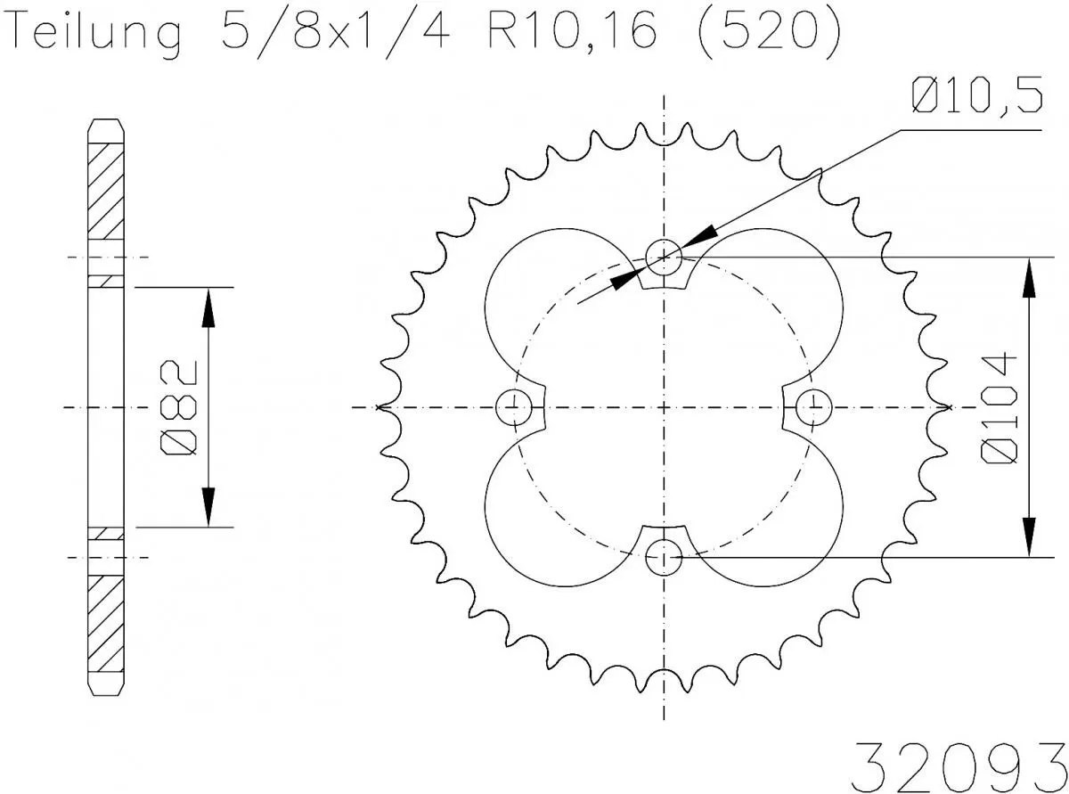 Esjot Sprocket Rear Steel 40T - 520