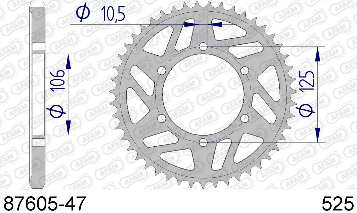 AFAM Sprocket Rear Aluminium 47T - 525