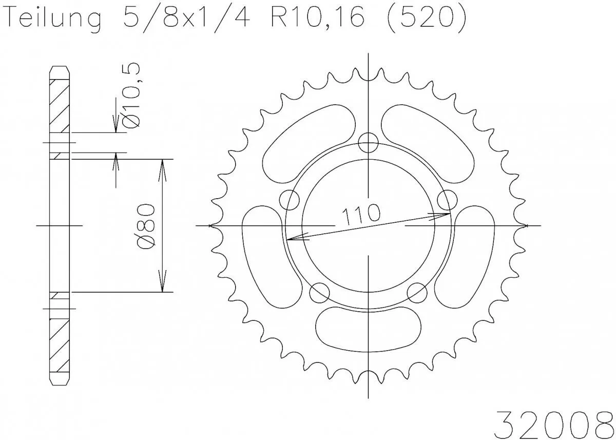Esjot Sprocket Rear Steel 36T - 520