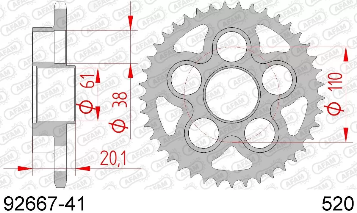 AFAM Sprocket Rear Steel 41T - 520