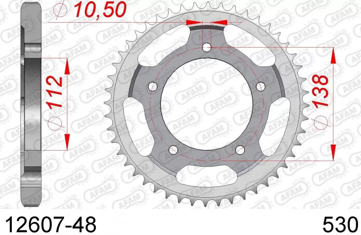 AFAM Sprocket Rear Steel 48T - 530