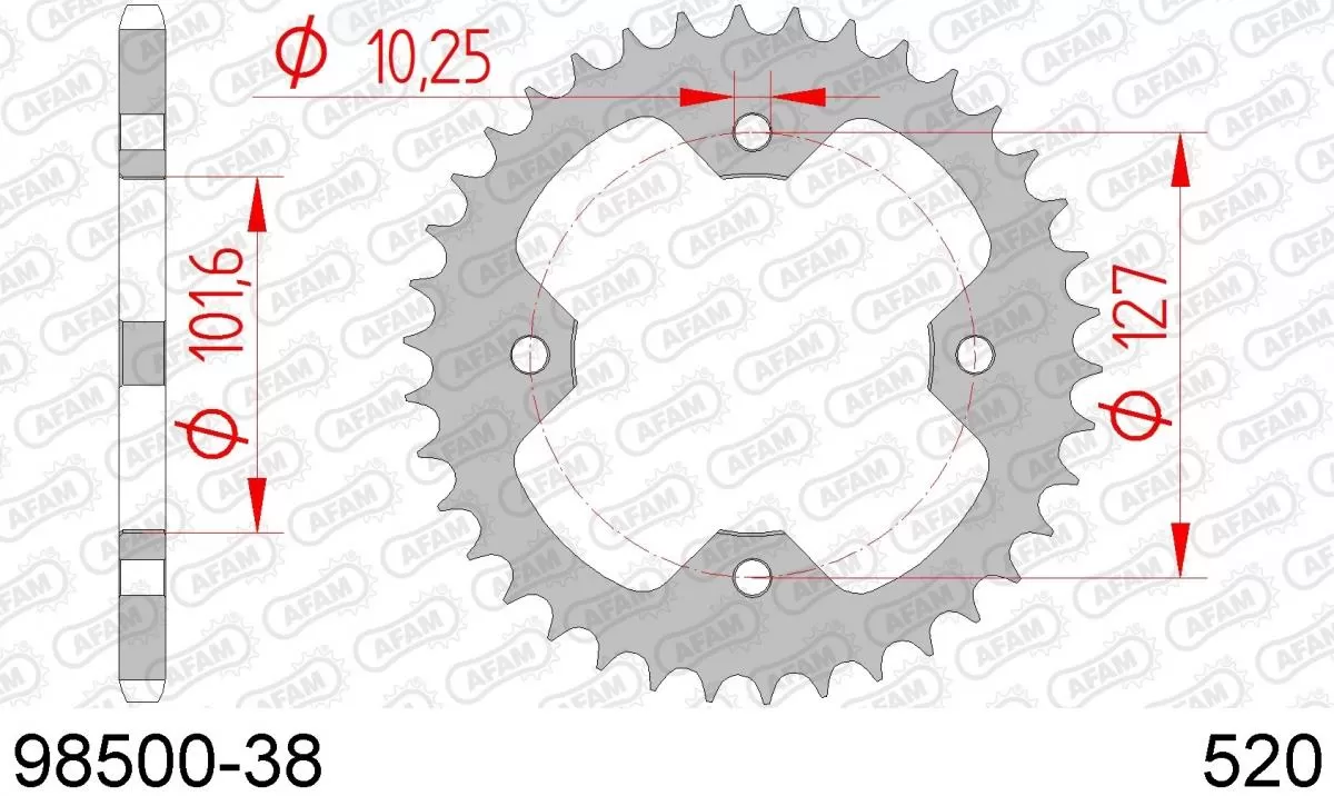 AFAM Sprocket Rear Steel 38T - 520