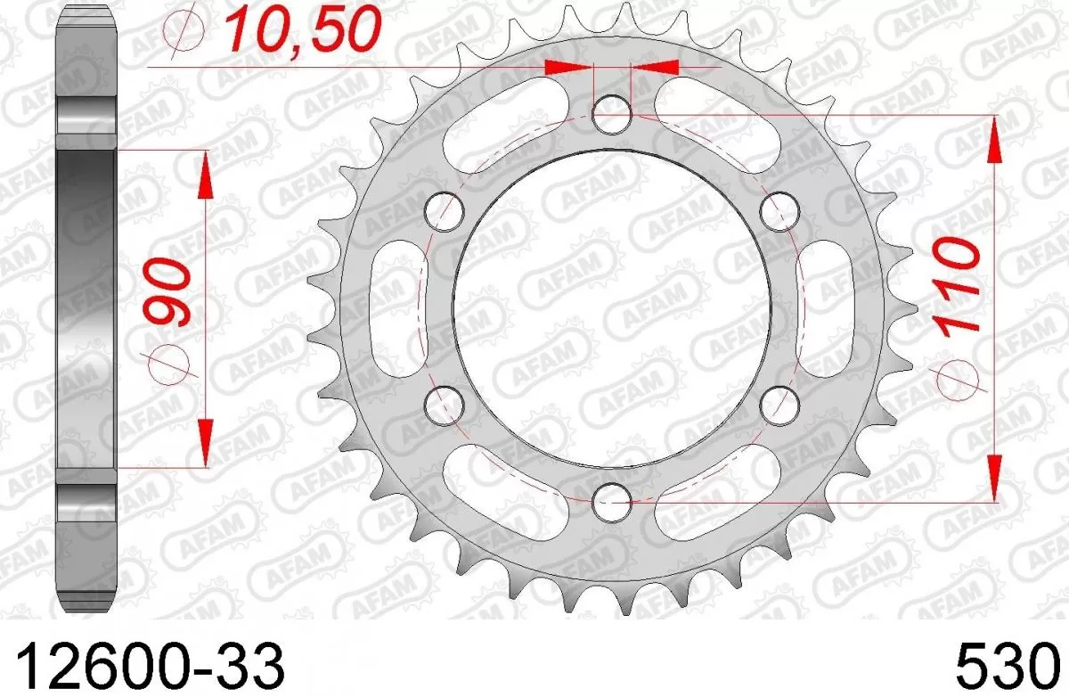 AFAM Sprocket Rear Steel 33T - 530