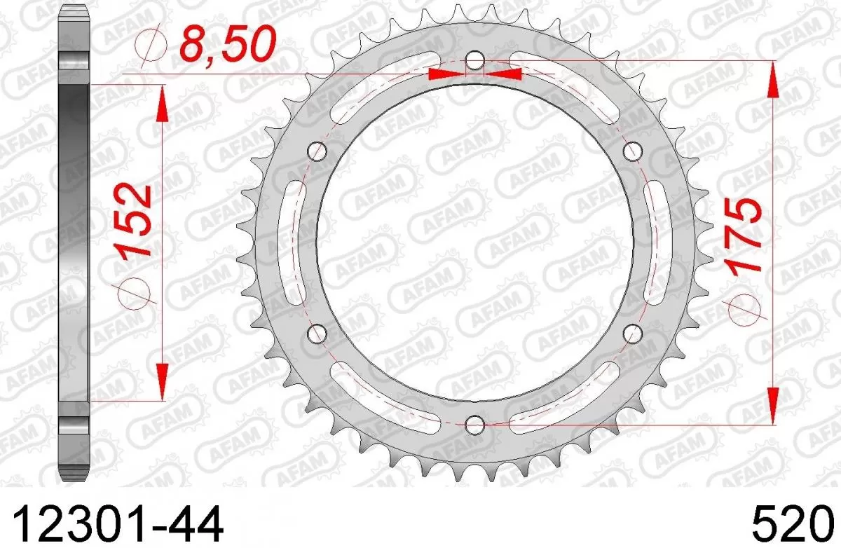 AFAM Sprocket Rear Steel 44T - 520