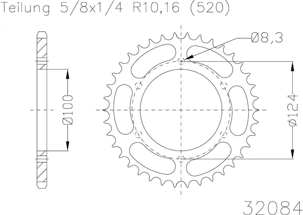 Esjot Sprocket Rear Steel 37T - 520