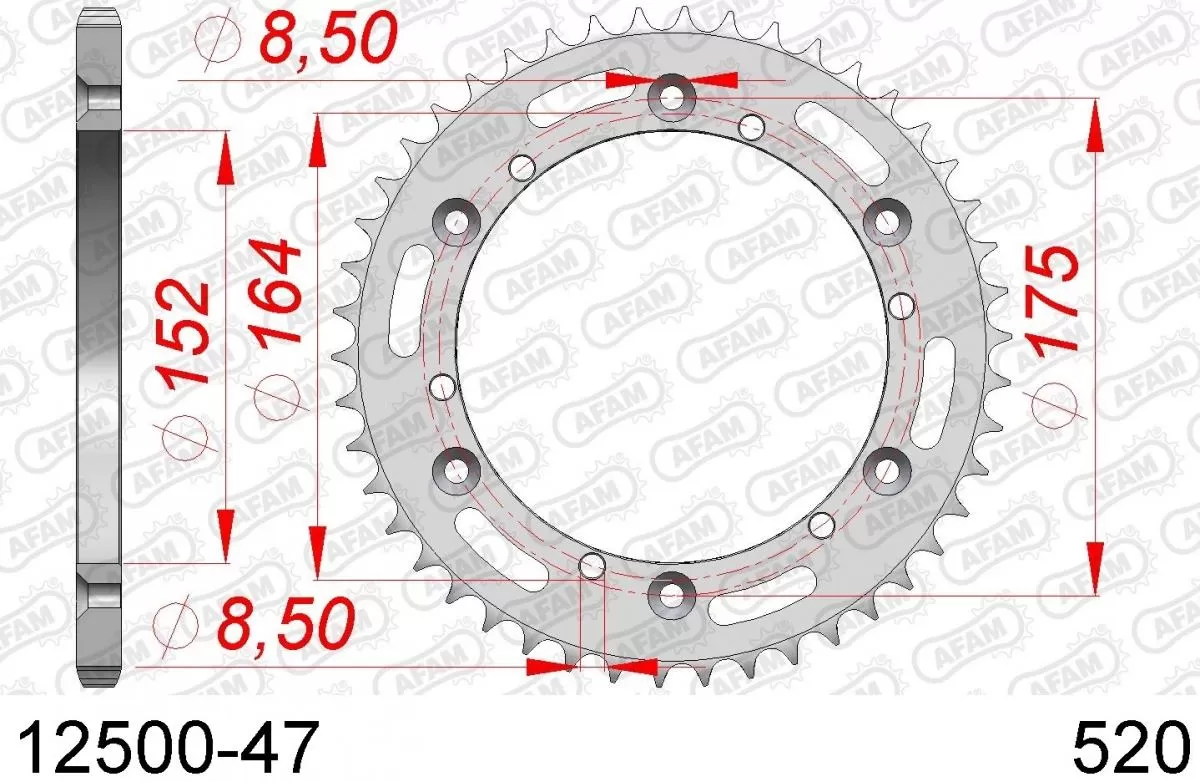 AFAM Sprocket Rear Steel 47T - 520