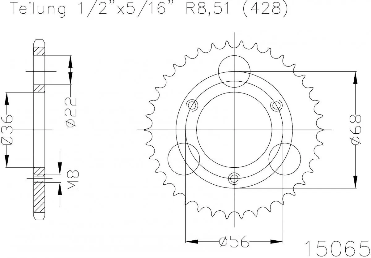 Esjot Sprocket Rear Steel 28T - 428