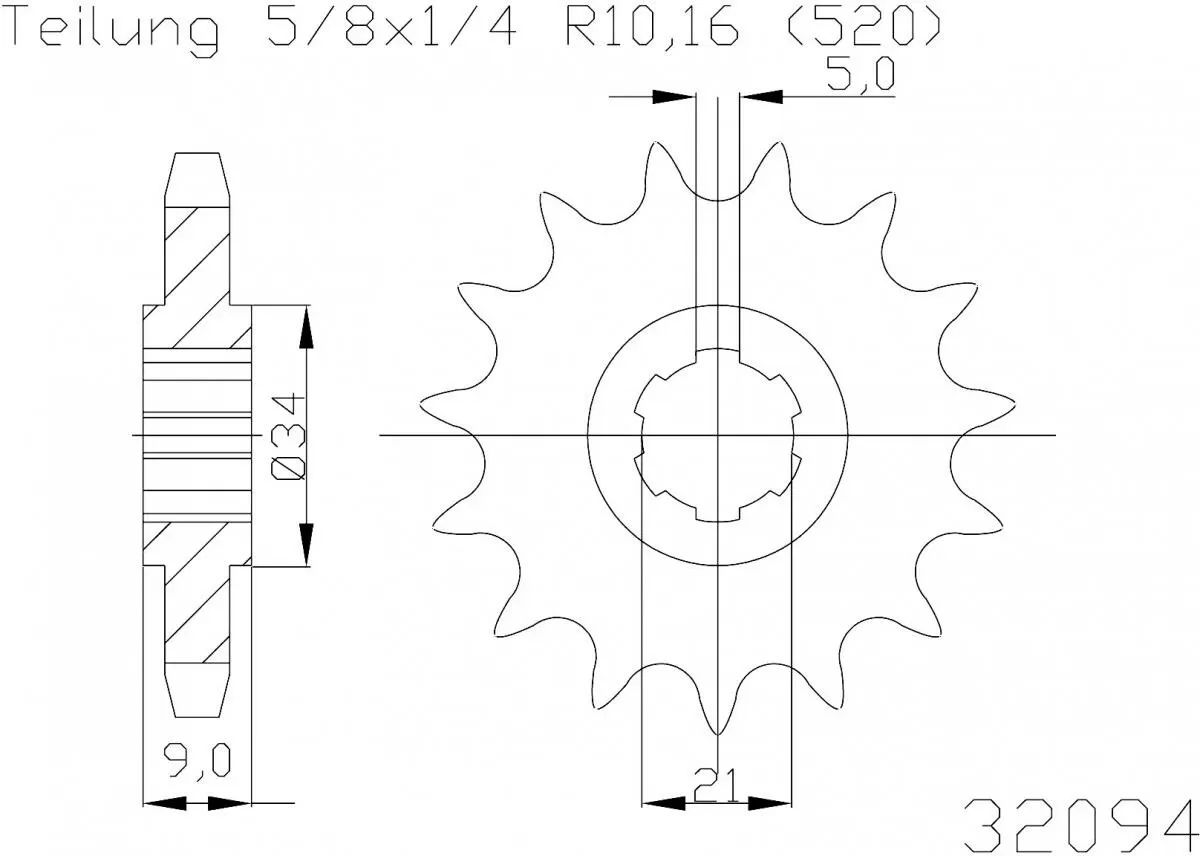 Esjot Sprocket Front 13T - 520