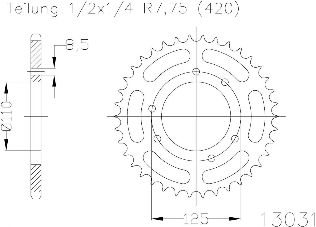 Esjot Sprocket Rear Steel 50T - 420